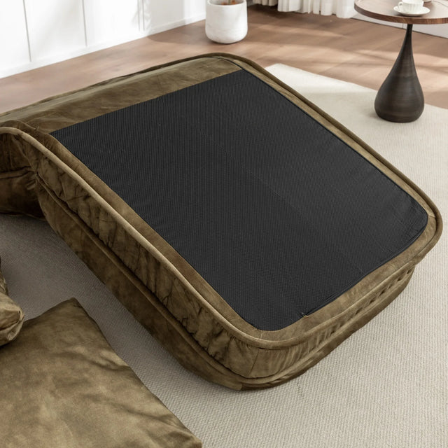 Adjustable Velvet Upholstered Floor Sofa With Massage Pillow - Omega Lifestyles