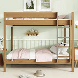 Twin Over Twin Rubber Wood Teddy Fleece Upholstered Bunk Bed - Omega Lifestyles