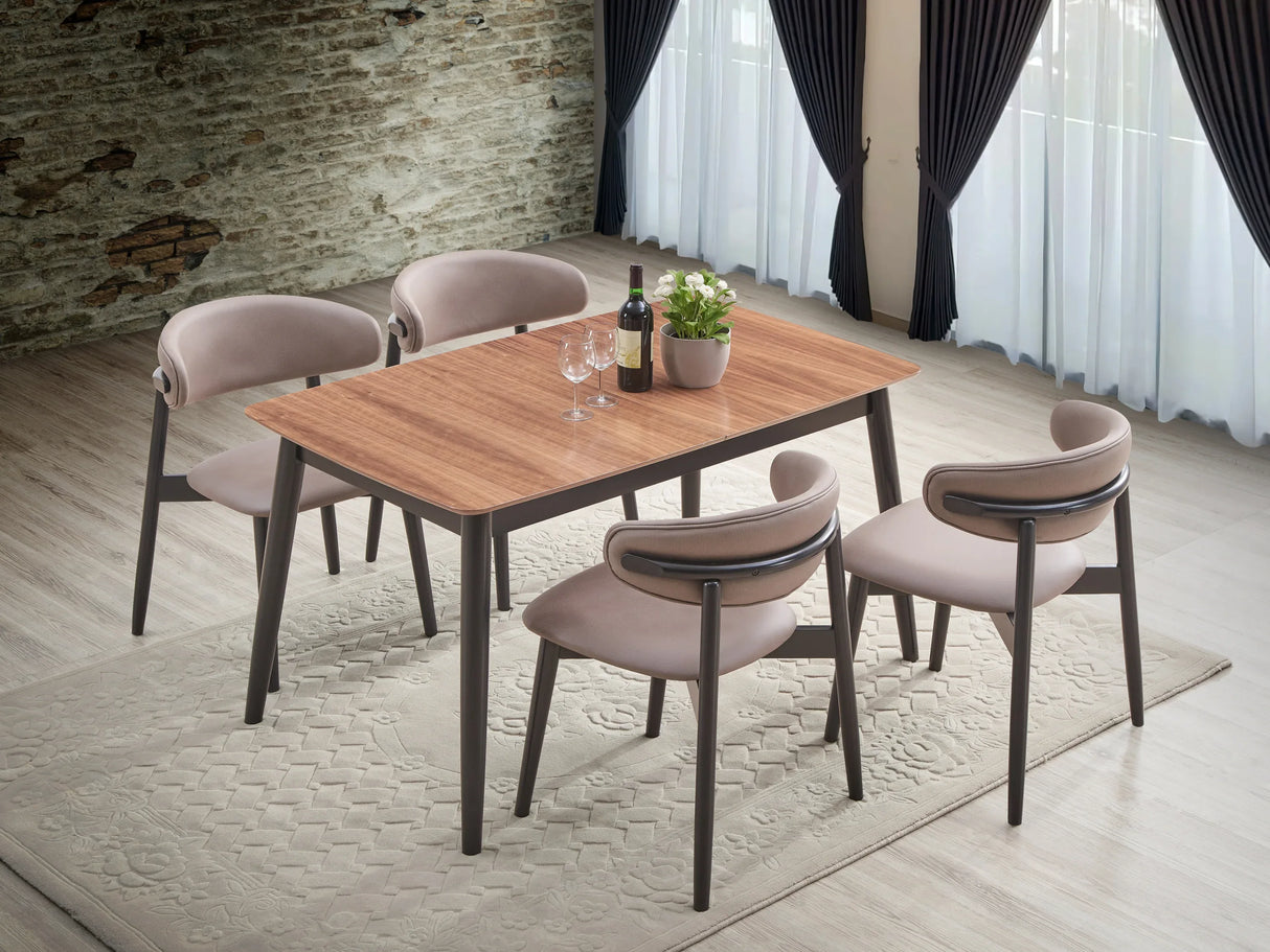 5-Piece Natural Finish Dining Room Table And Chairs Set - Omega Lifestyles
