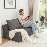 Foldable Corduroy 2-Seat Sofa Bed With Lumbar Pillow - Omega Lifestyles