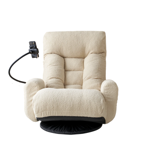 Adjustable Beige Soft Plush Rotating Lounge Chair - Omega Lifestyles