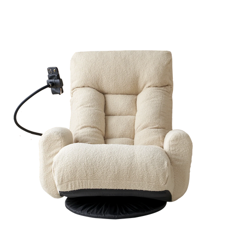 Adjustable Beige Soft Plush Rotating Lounge Chair - Omega Lifestyles