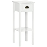 White MDF 2-Tier Side Table With Drawer and Shelf - Omega Lifestyles