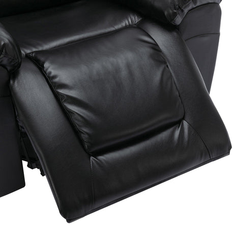 3 Seater Manual Recliner Chair With Cup Holders Black PU - Omega Lifestyles