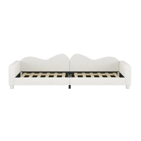 Twin Upholstered Sherpa Fabric Daybed With Cloud Backrest - Omega Lifestyles