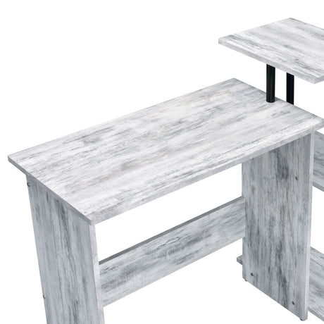Antique White & Black L-Shaped Writing Desk - Omega Lifestyles