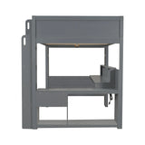 Full Wood Gaming Loft Bed Frame With Desk LED Charging Station - Omega Lifestyles