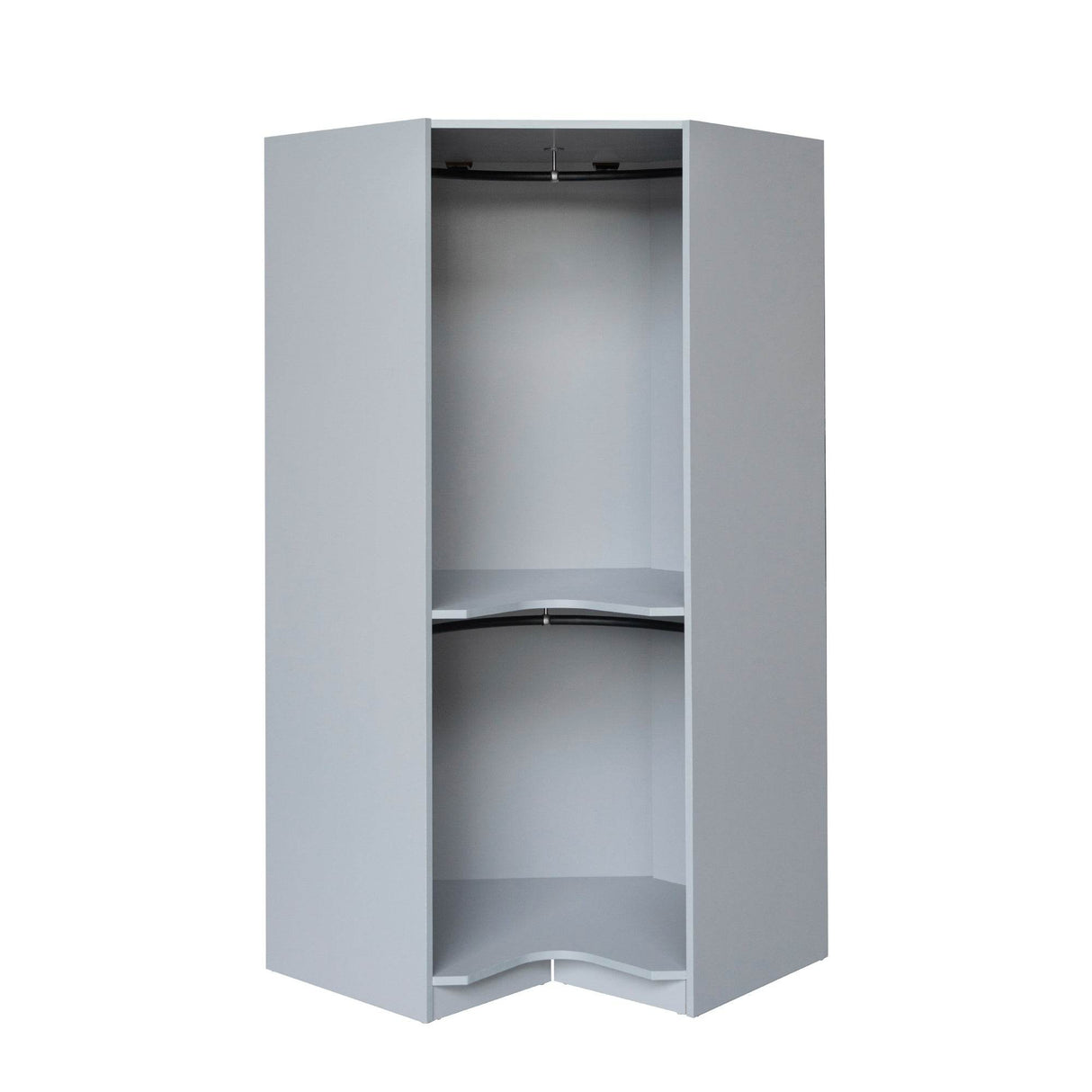 Polygon Corner Space-Saving Gray Particle Board Wardrobe - Omega Lifestyles