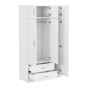 Modern 3-Door Particle Board Wardrobe With Mirror - Omega Lifestyles