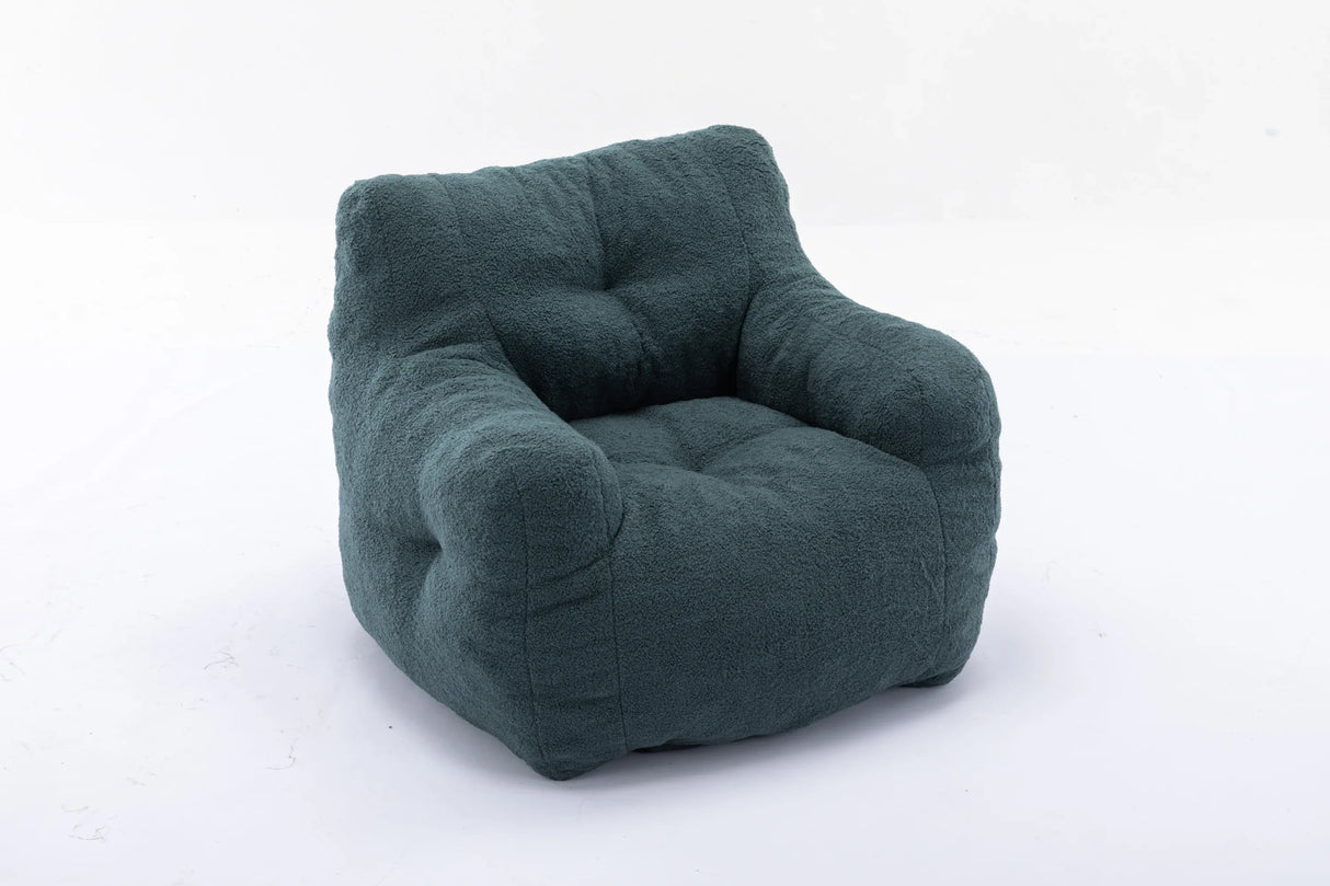 Soft Teddy Fabric Tufted Foam Bean Bag Chair Green - Omega Lifestyles