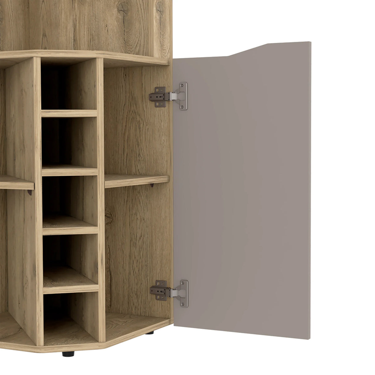Modern Corner Bar Cabinet With Ten Built-In Wine Rack - Omega Lifestyles