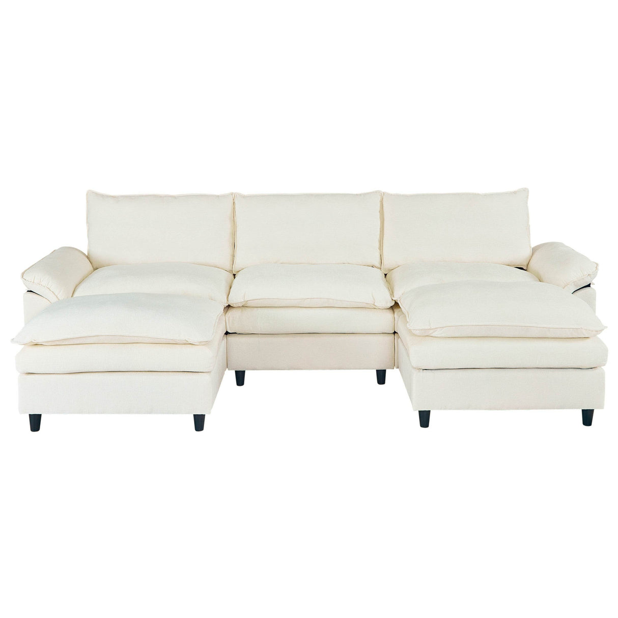 Beige Linen 3-Seat Storage Sofa With Soft Armrests - Omega Lifestyles