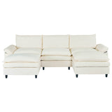 Beige Linen 3-Seat Storage Sofa With Soft Armrests - Omega Lifestyles