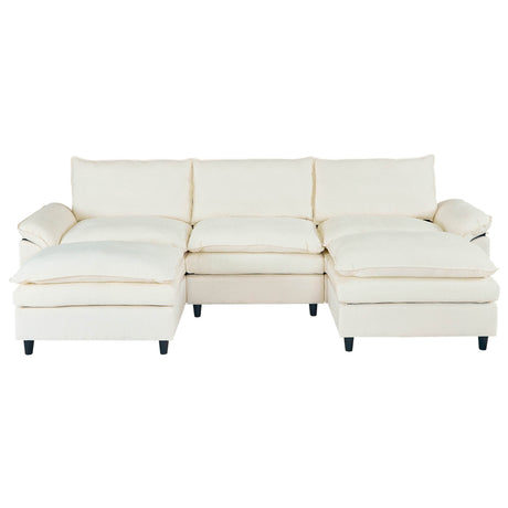 Beige Linen 3-Seat Storage Sofa With Soft Armrests - Omega Lifestyles