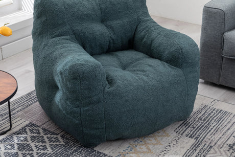 Soft Teddy Fabric Tufted Foam Bean Bag Chair Green - Omega Lifestyles