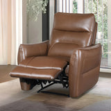 Contemporary Caramel Brown Leather Match Power Recliner - Omega Lifestyles