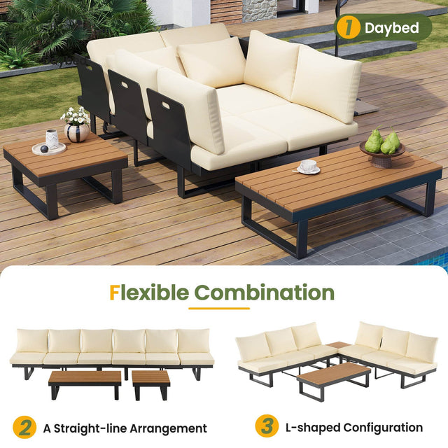 Adjustable Reclining Outdoor Sectional Patio Furniture Set - Omega Lifestyles