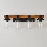 Matte Black Wooden Glass Shade 4-Light Ceiling Lamp - Omega Lifestyles