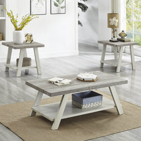 3-Piece Contemporary Wood Shelf Coffee Table Set - Omega Lifestyles