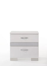 Modern White Synthetic Wood Nightstand With Jewelry Drawer - Omega Lifestyles