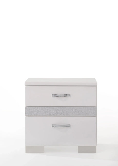 Modern White Synthetic Wood Nightstand With Jewelry Drawer - Omega Lifestyles