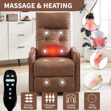 Brown Faux Leather Power Lift Recliner Chair With Massage Heat - Omega Lifestyles