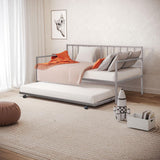 Twin Contemporary Silver Metal Daybed With Trundle Mattress Ready - Omega Lifestyles