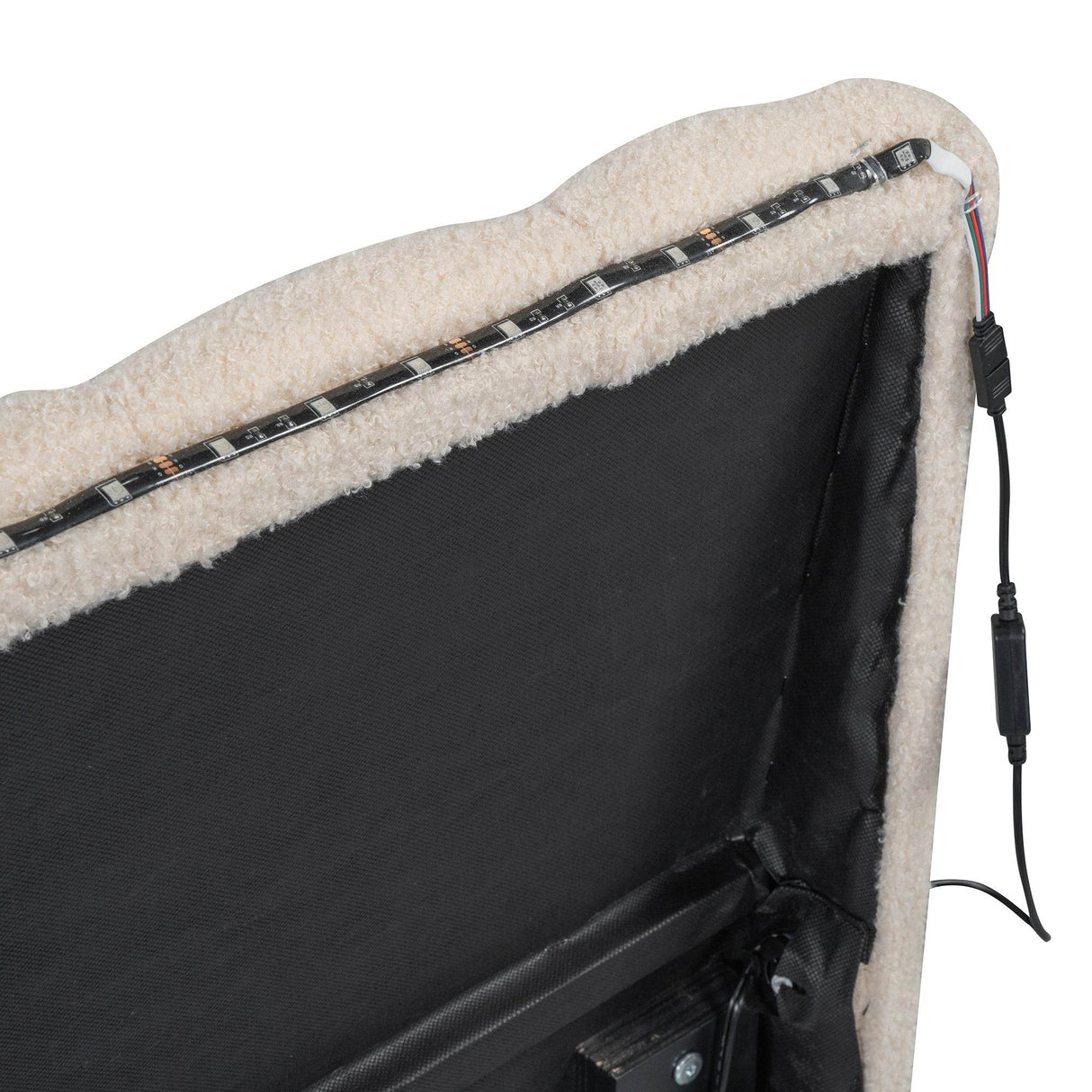 Twin Upholstered Platform Bed With LED Light Trundle - Omega Lifestyles