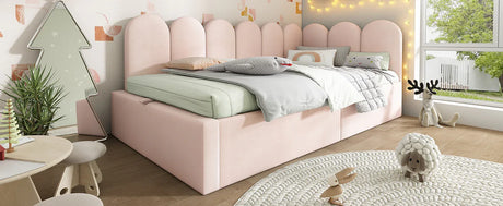 Pink Velvet Upholstered Twin Storage Daybed With Metal Frame - Omega Lifestyles