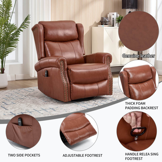 Genuine Leather Medium-Firm Massage Recliner Chair - Omega Lifestyles