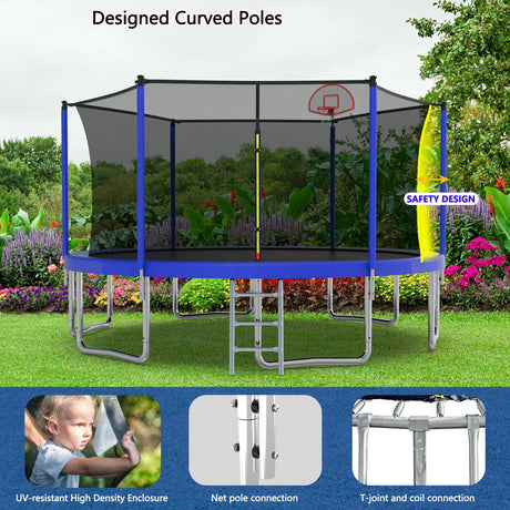 14FT Outdoor Kids Trampoline With Safety Enclosure Net - Omega Lifestyles