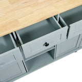 Kitchen Cart With Rubber Wood Drop-Leaf Countertop Storage Island - Omega Lifestyles