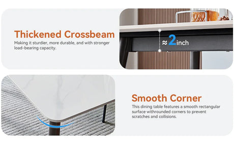 Modern Rectangular Ceramic Top Dining Table With Metal Base - Omega Lifestyles