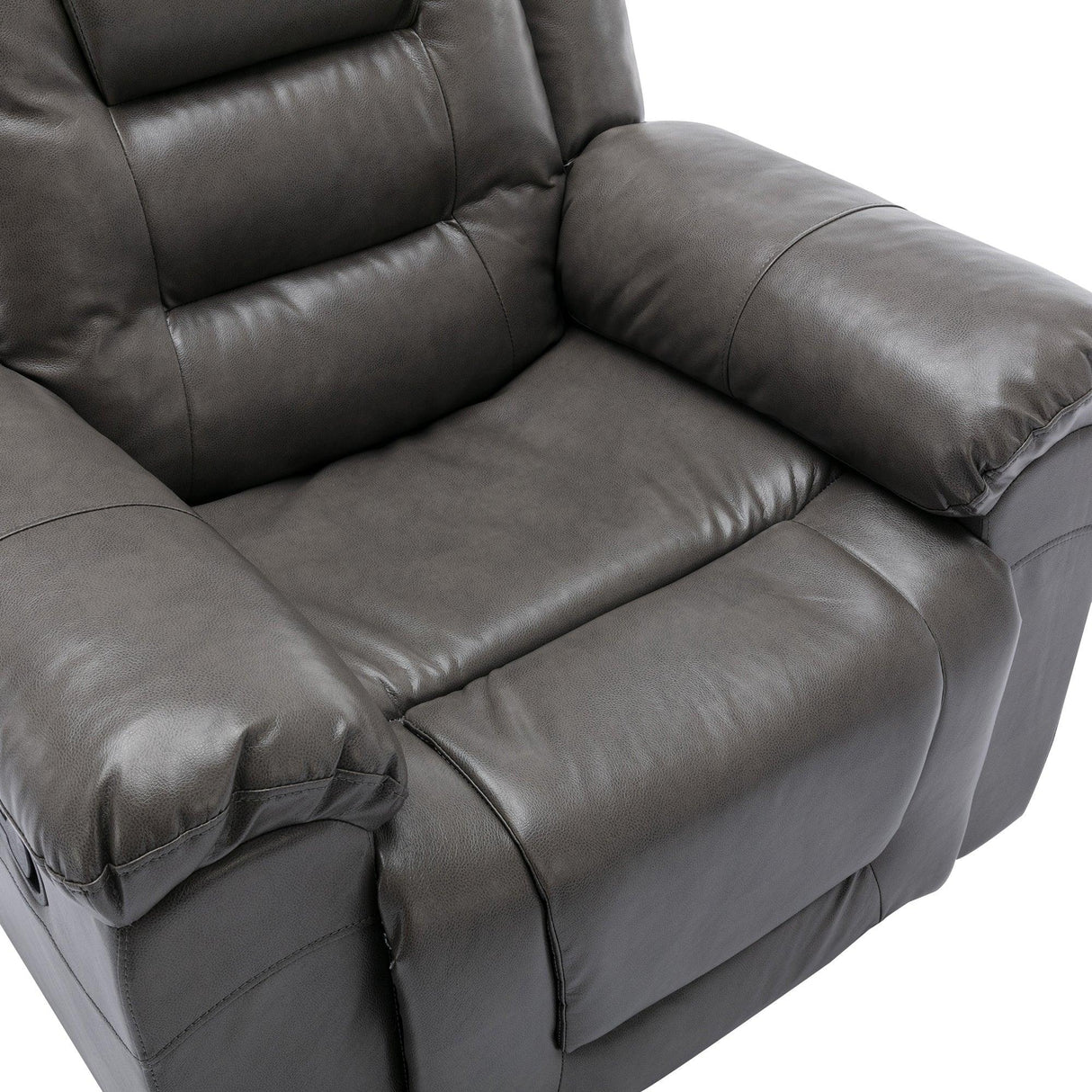 Grey Manual Recliner Chair With Storage Box And Cup Holders - Omega Lifestyles