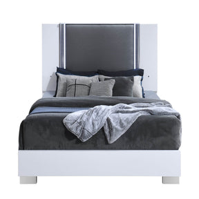 Contemporary White Panel Queen Bed Frame With LED Lighting - Omega Lifestyles