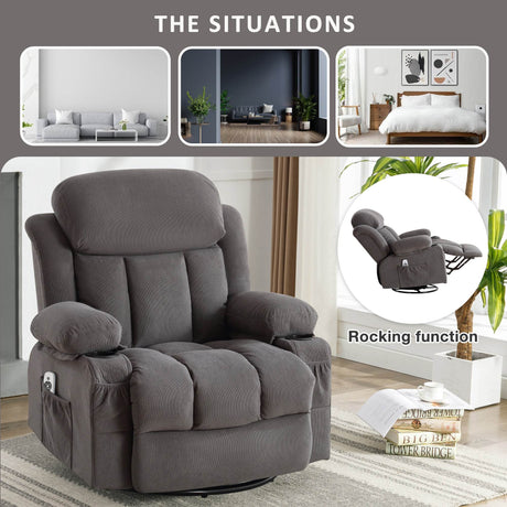 Soft Velvet Manual Swinging Massage Recliner Chair - Omega Lifestyles