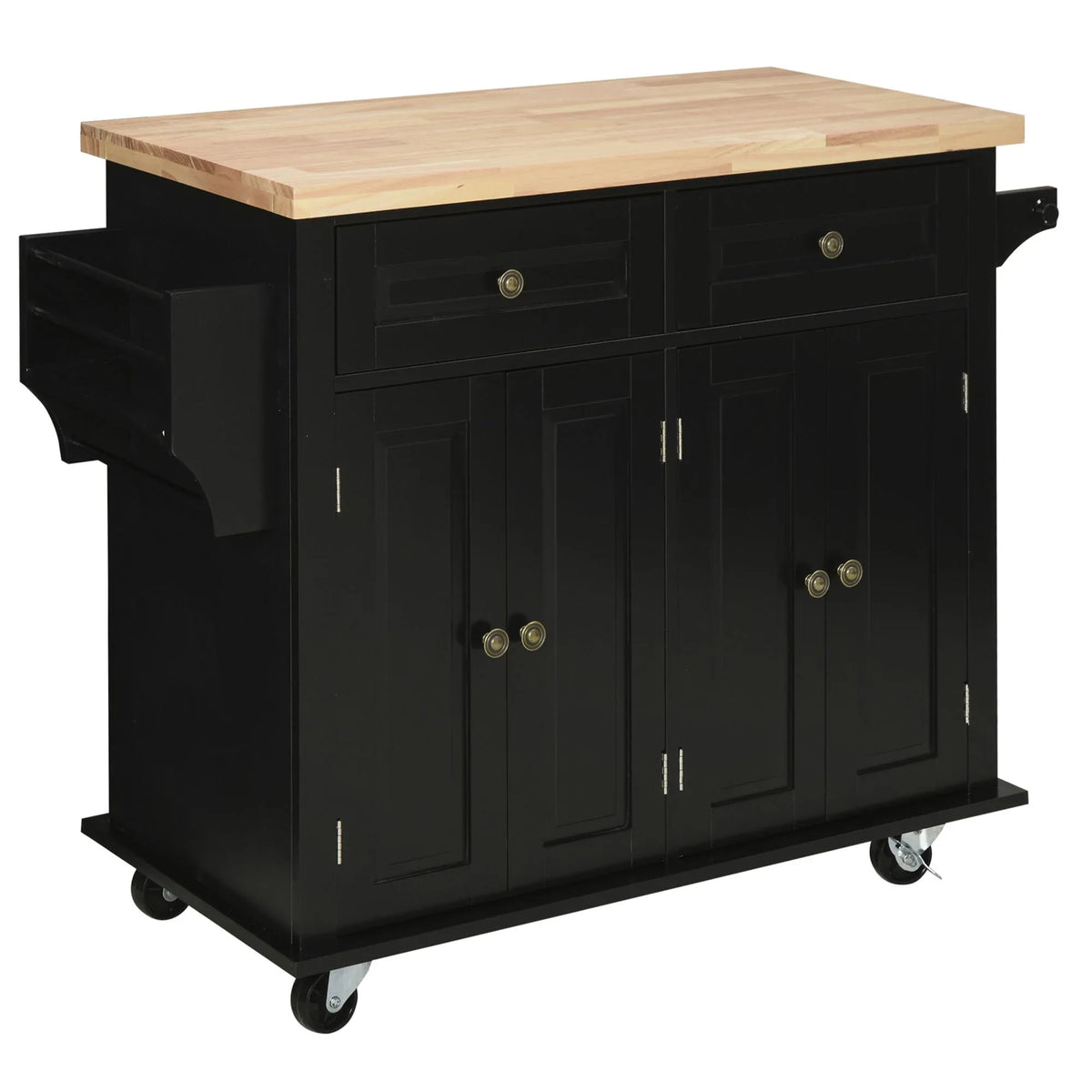 Mobile Kitchen Island Cart With Rubberwood Top And Drawers - Omega Lifestyles