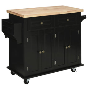 Mobile Kitchen Island Cart With Rubberwood Top And Drawers - Omega Lifestyles