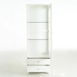 Modern Upholstered Glass Display Cabinet With Adjustable LED Light - Omega Lifestyles