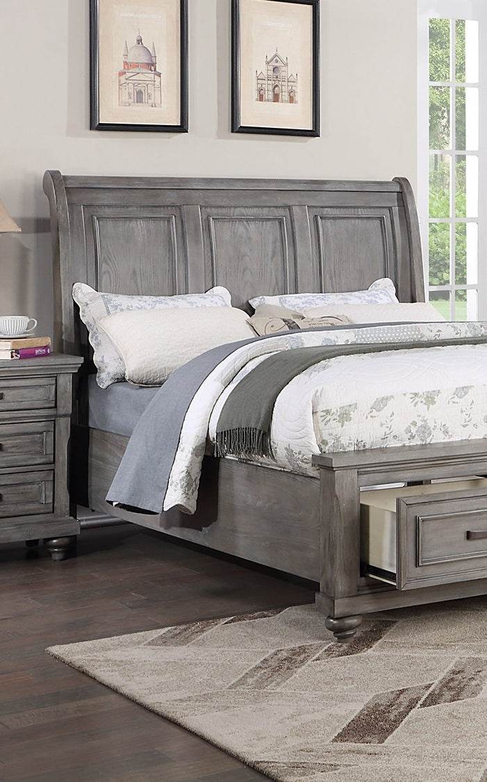 Queen Storage Bedframe With Sleigh Headboard Design - Omega Lifestyles