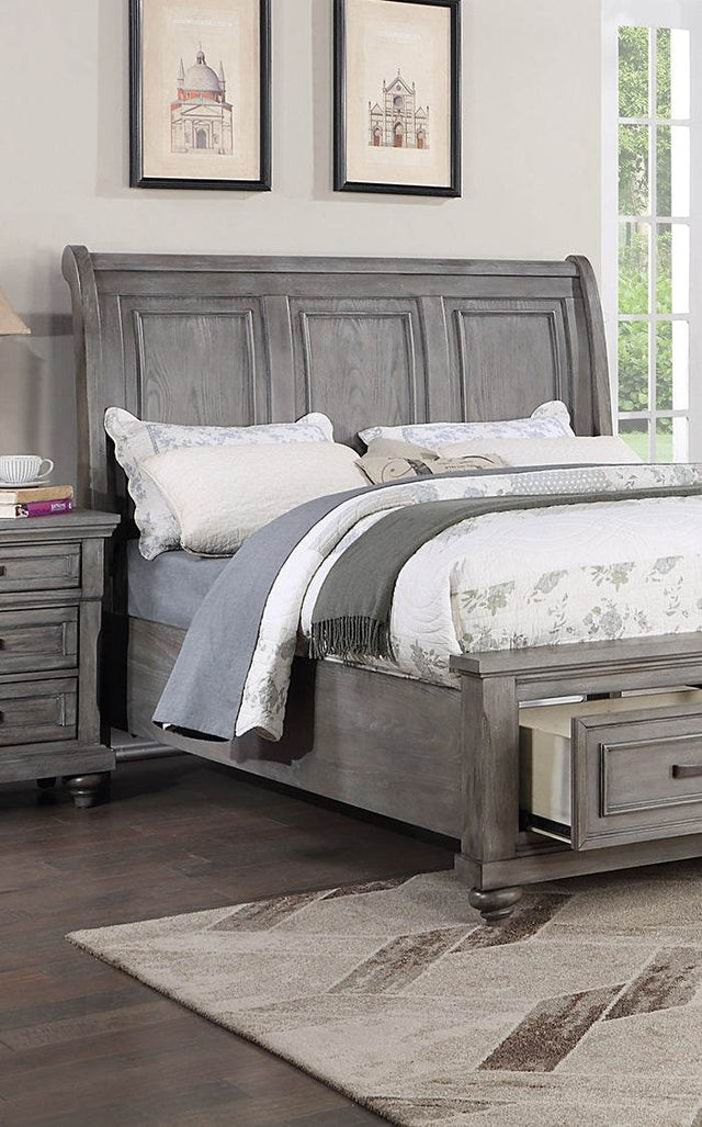 Queen Storage Bedframe With Sleigh Headboard Design - Omega Lifestyles