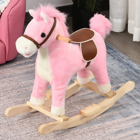 Interactive Pink Plush Baby Rocking Horse Toy - Omega Lifestyles
