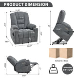 Power Lift Medium-Firm Chenille Upholstered Recliner Chair - Omega Lifestyles