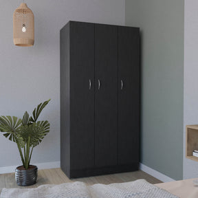 Black Particle Board Armoire Wardrobe With Drawers And Shelves - Omega Lifestyles