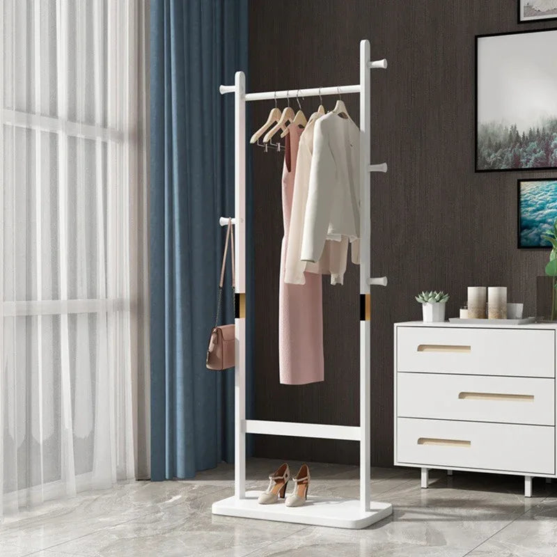 Solid Rubberwood White Coat Rack Stand 70.8-Inch - Omega Lifestyles