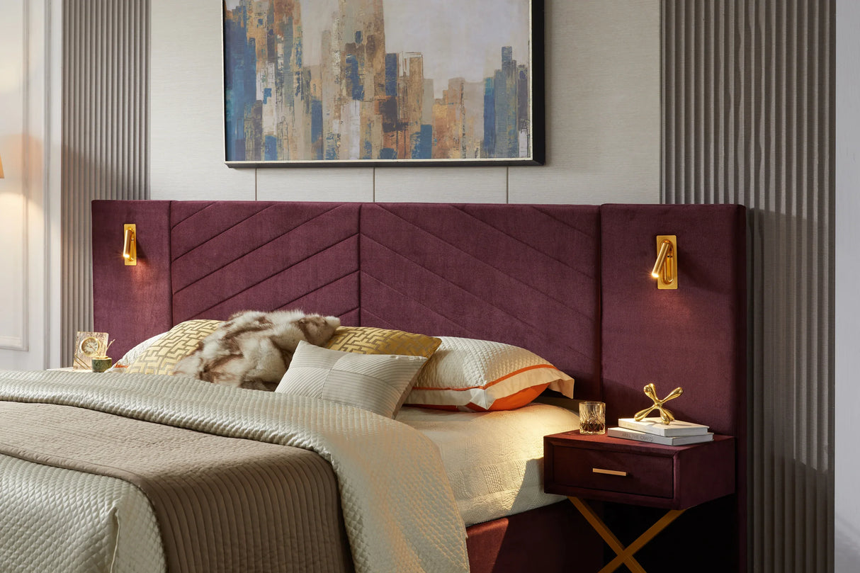 King Velvet Wingback Upholstered Platform Bed Frame - Omega Lifestyles