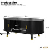 Mid-Century Modern Black Fluted Coffee Table With Charging Station - Sleep Galleria