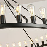 Large 53 Inch Matte Black Wagon Wheel Chandelier - Omega Lifestyles