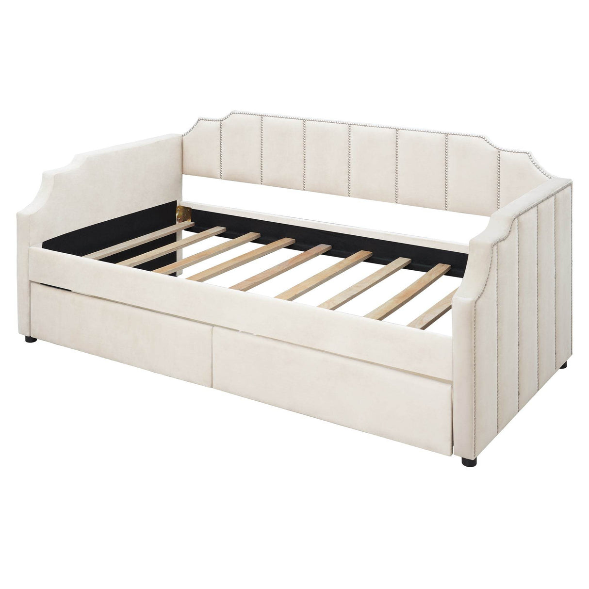 Twin Velvet Upholstered Daybed With Storage Drawers - Omega Lifestyles