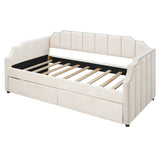 Twin Velvet Upholstered Daybed With Storage Drawers - Omega Lifestyles